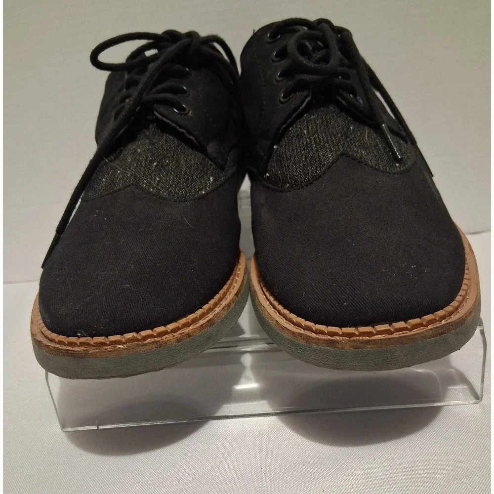 TOMS Mens Black Oxford Brogue Wingtip Shoes M 9.5 Casual Dress Lace Up
